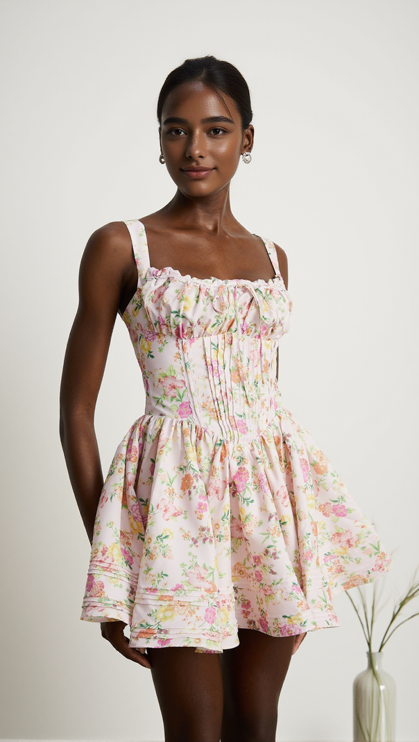 AIIZIE FLORAL PRINTED COTTON MINI DRESS - product image