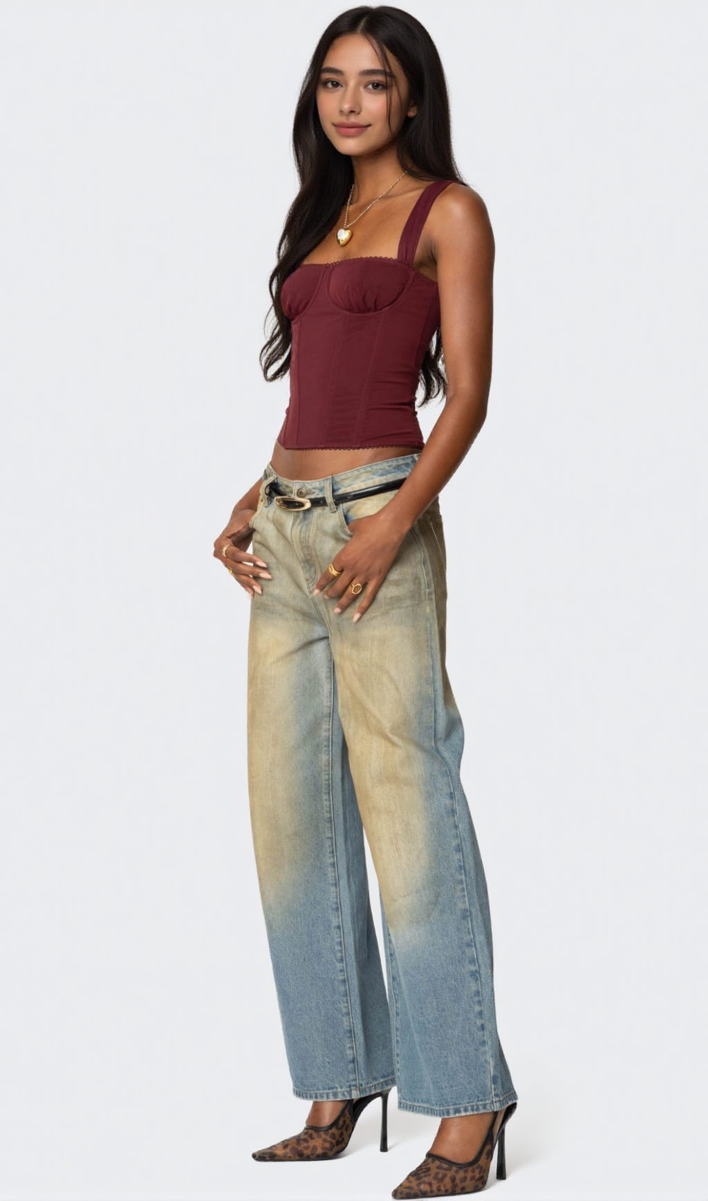 Marcella Wide Strap Mesh Corset