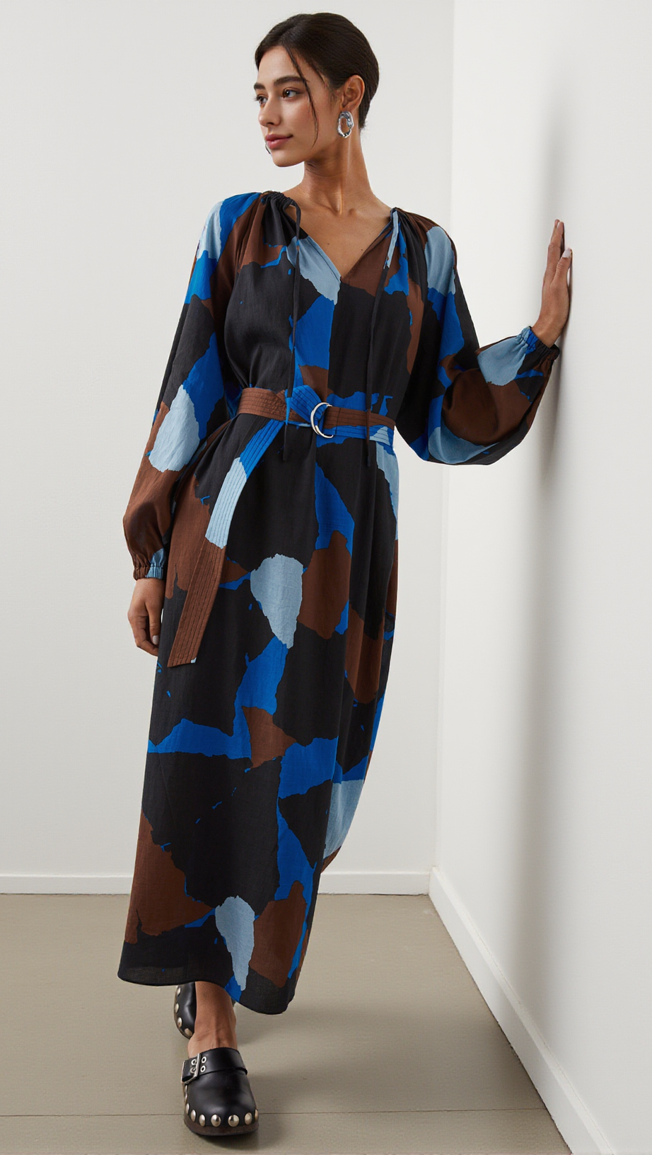 LEANNA DRESS - BLUE MULTI COLOR BLOCK