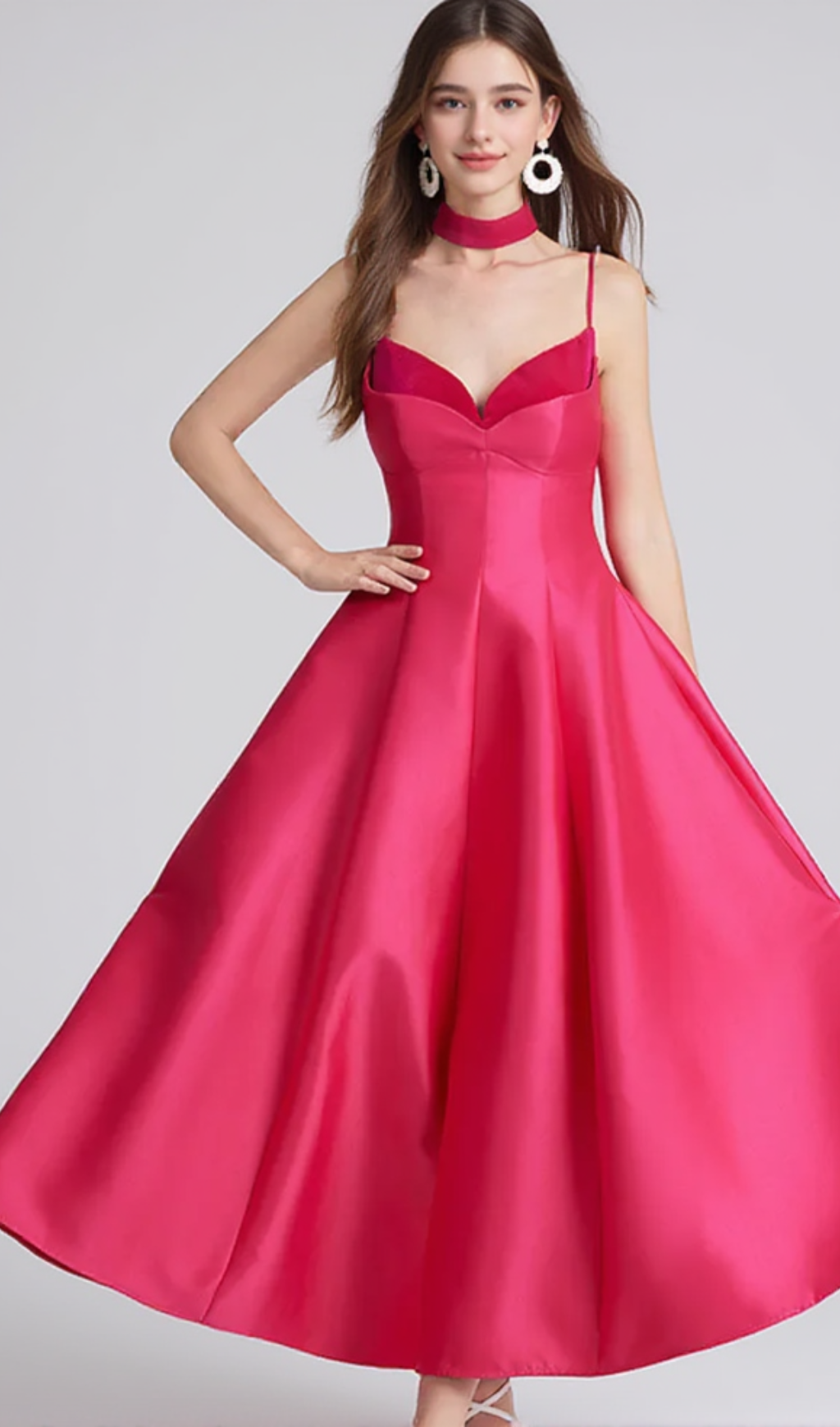 ABITO MIDI PATCHWORK IN ROSSO ROSA