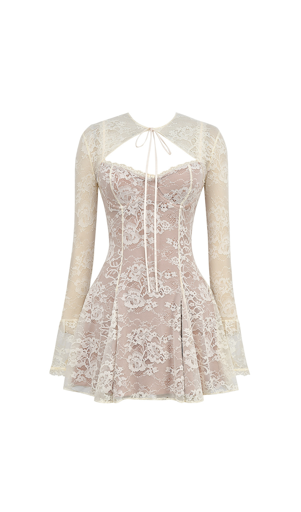 VINTAGE CREAM LACE MINI DRESS