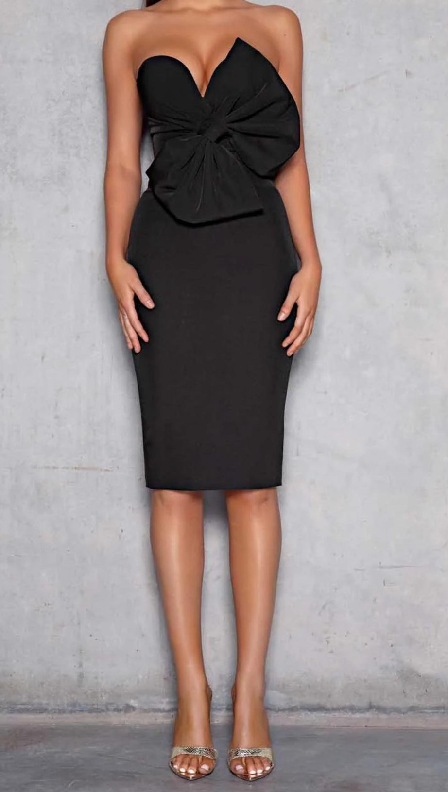 OFF THE SHOULDER BOWKNOT MIDI DRESS