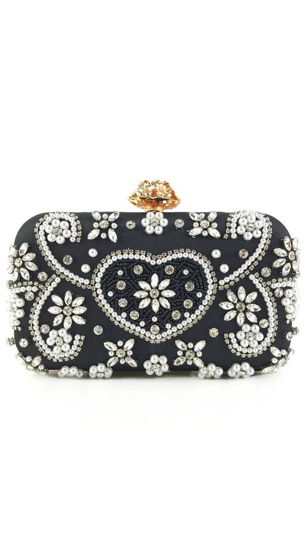 Clutch mit Perlen und Diamanten