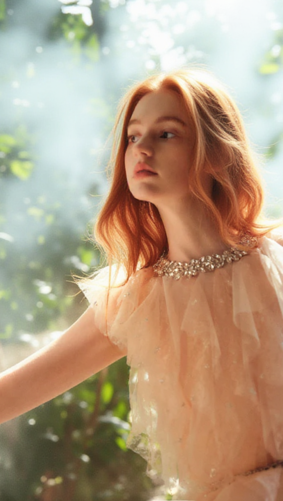 CRYSTAL EMBELLISHED RUFFLE MINI DRESS IN PALE PINK