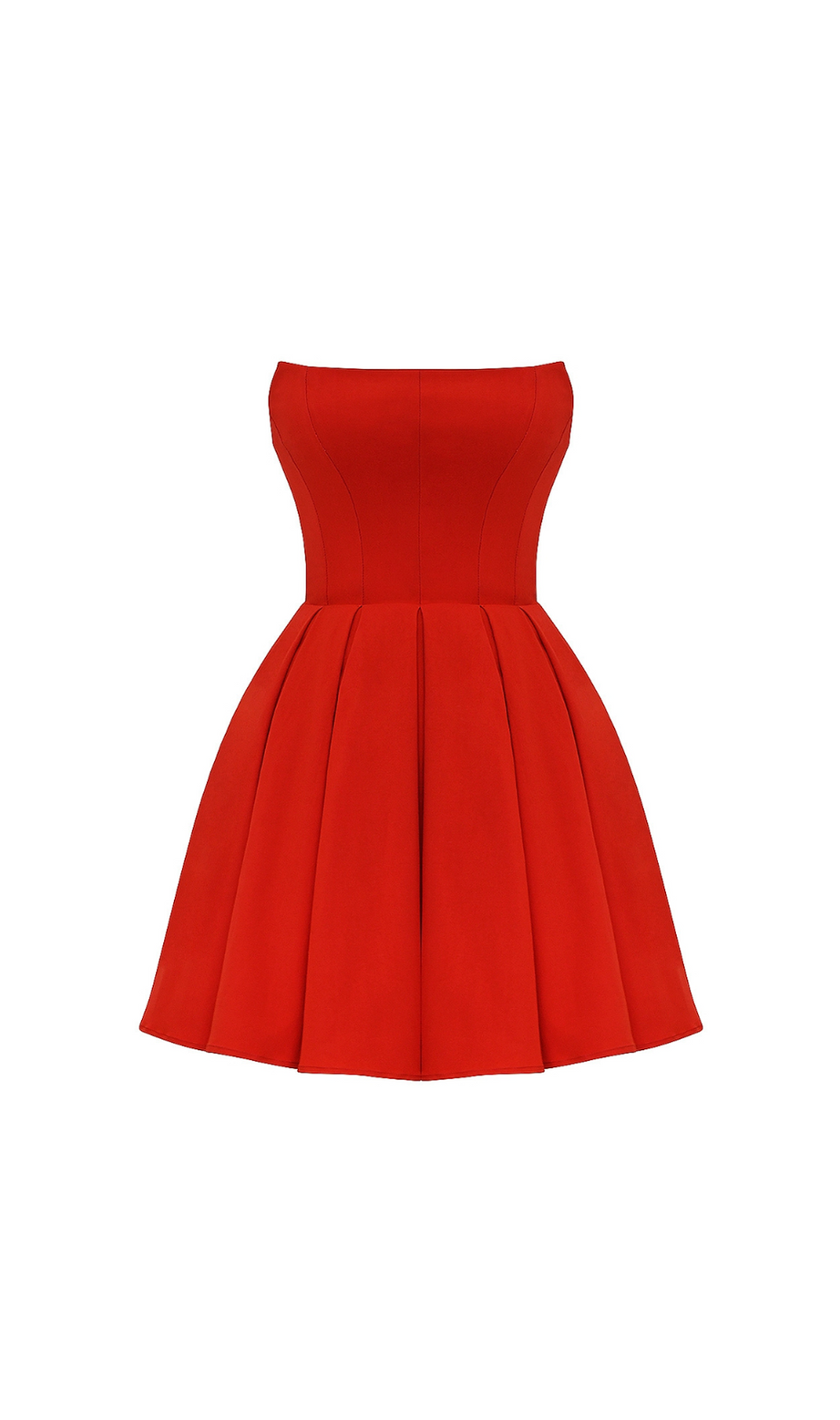 mini abito plissettato senza spalline rosso pomodoro