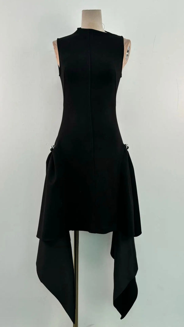 AIIZIE AMATO SLEEVELESS FRINGE MINI DRESS IN BLACK - product image