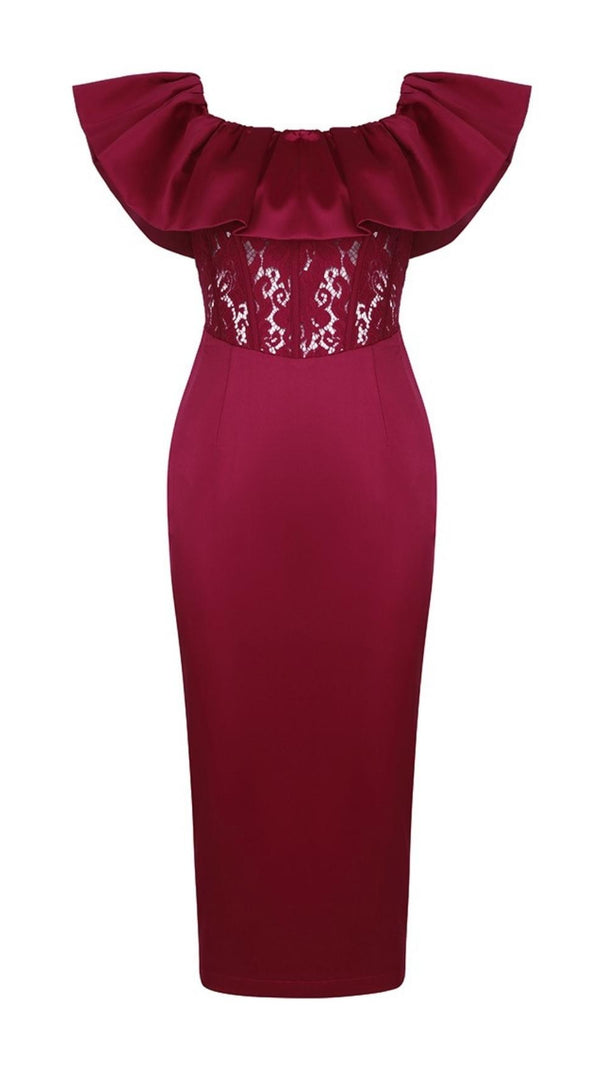 ABITO MIDI IN PIZZO CON SPALLE SCOPERTE