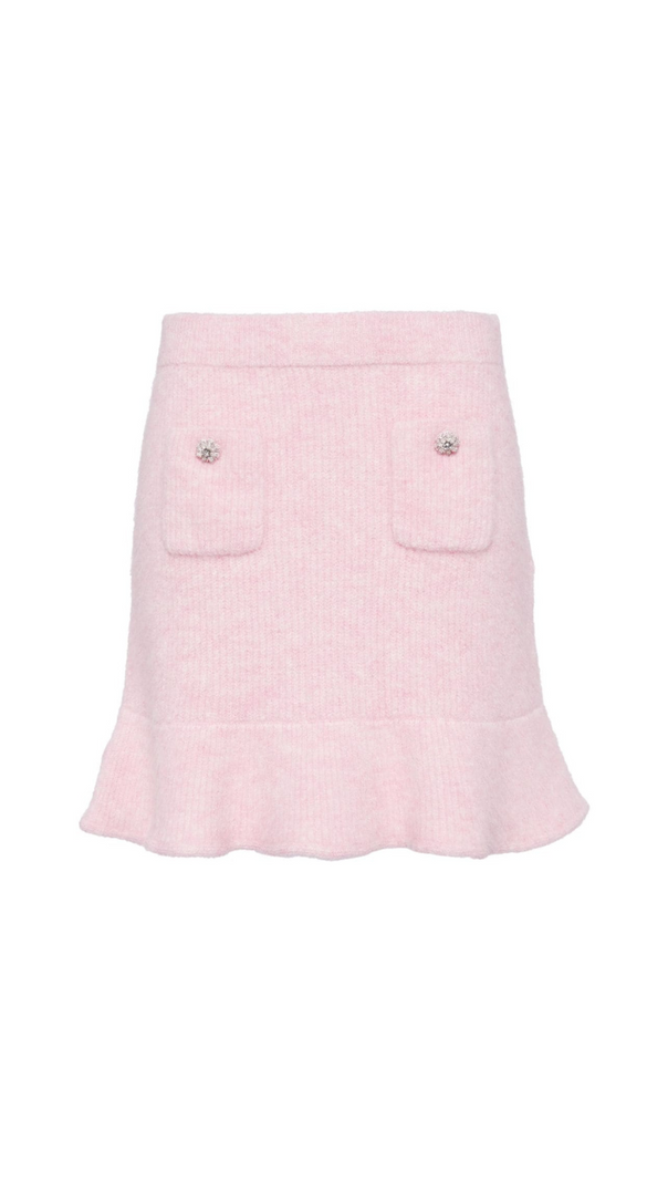 AIIZIE FLUFFY RIB-KNIT MINI SKIRT IN PINK - product image