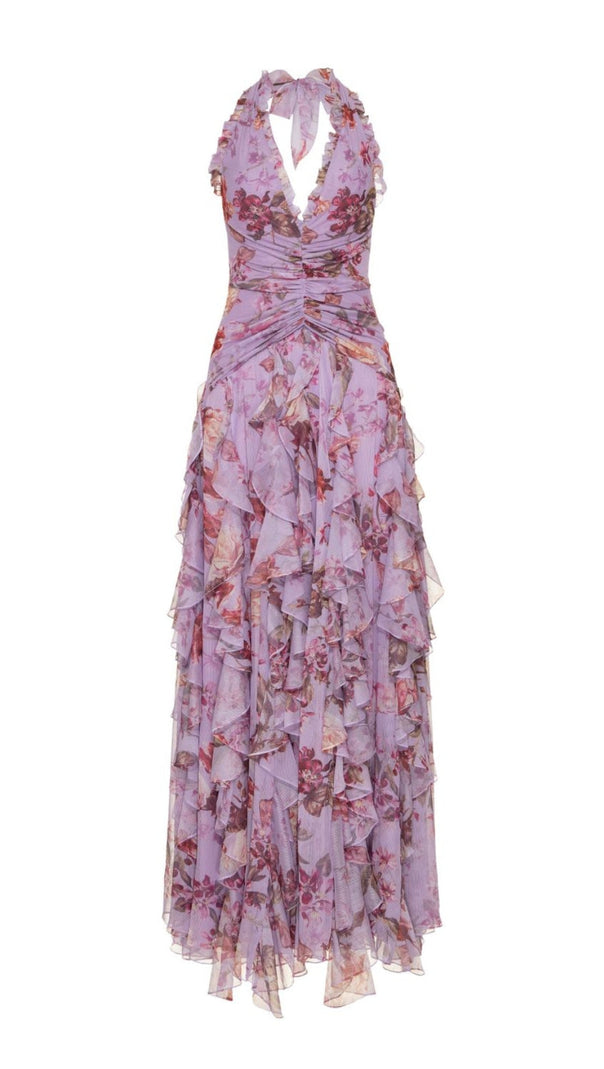 AIIZIE FLORAL HAZE STRETCH TULLE MAXI DRESS - product image