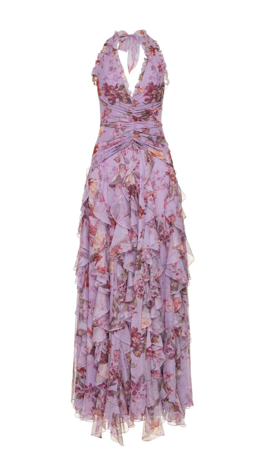 FLORAL HAZE STRETCH TULLE MAXI DRESS