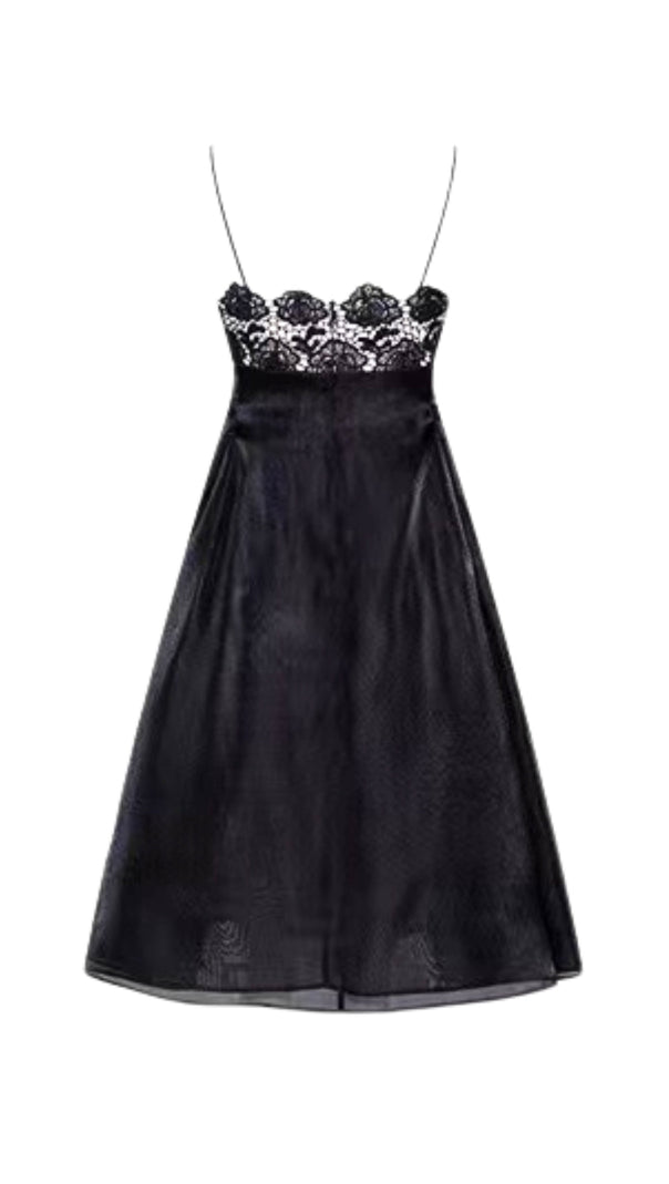 ABITO MIDI CON CAMICIA IN PIZZO NERO 