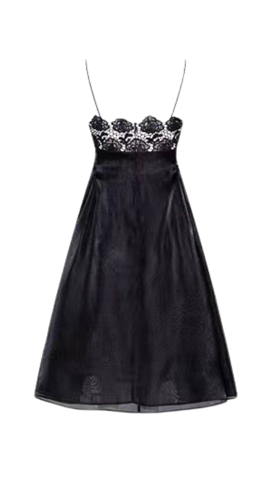 BLACK LACE CAMISOLE MIDI DRESS