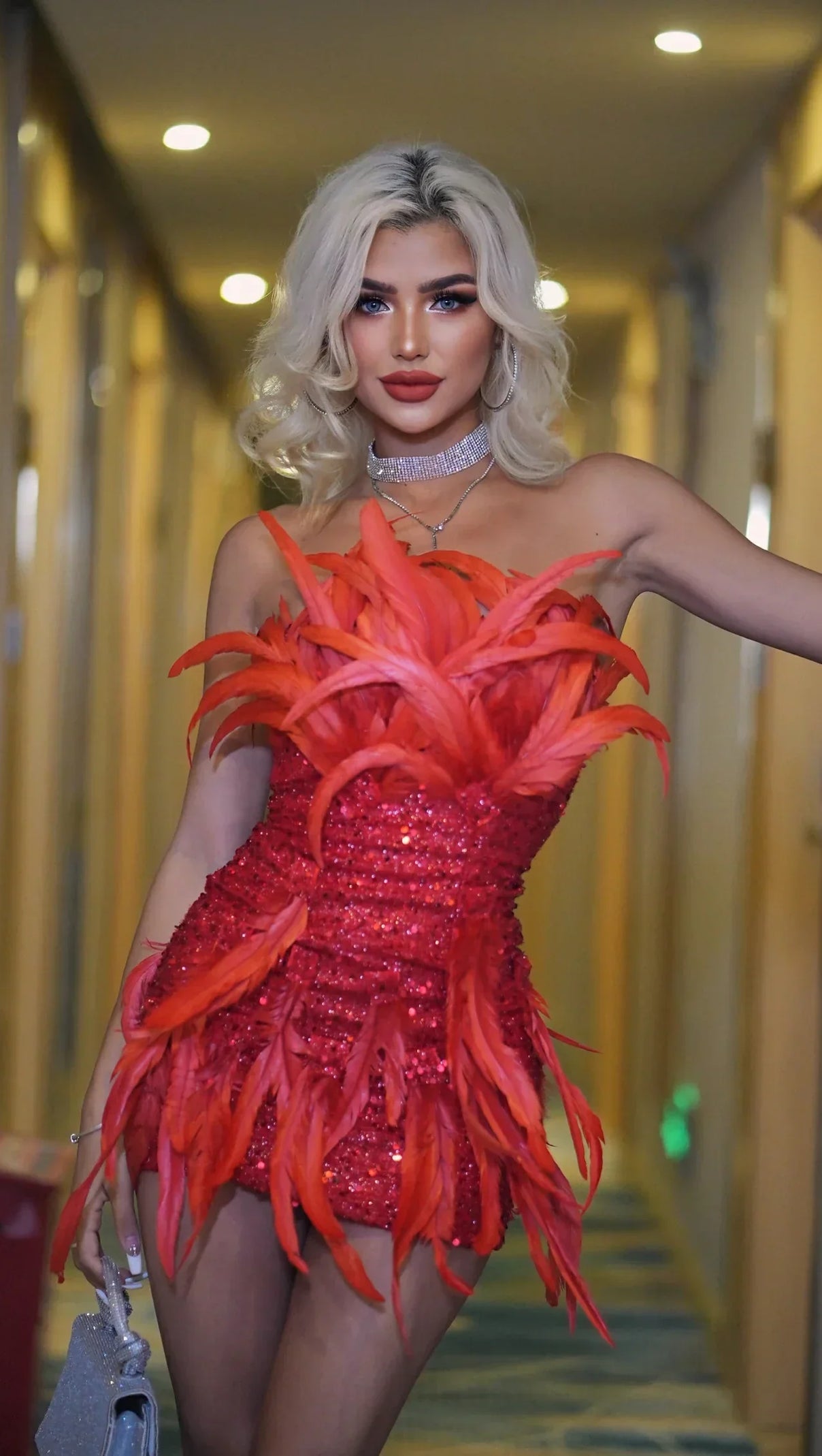 AIIZIE BRICELYNN FEATHER MINI DRESS - product image