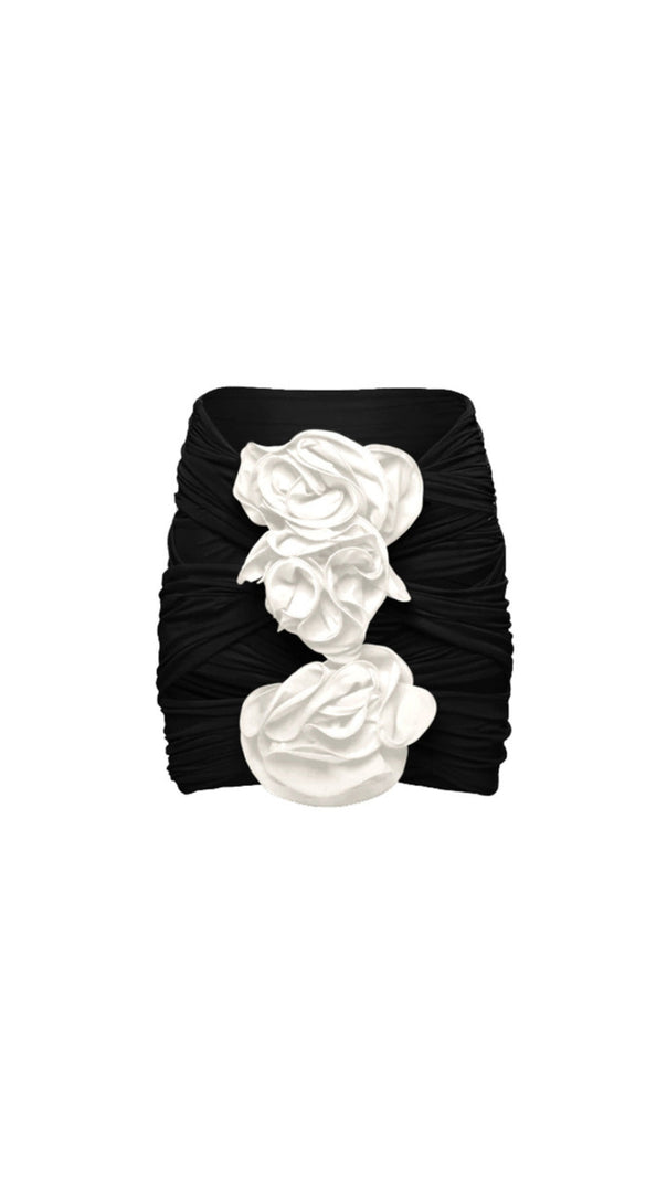 AIIZIE BLACK 3D FLOWER ONE PIECE SWIMSUIT AND SKIRT - product image
