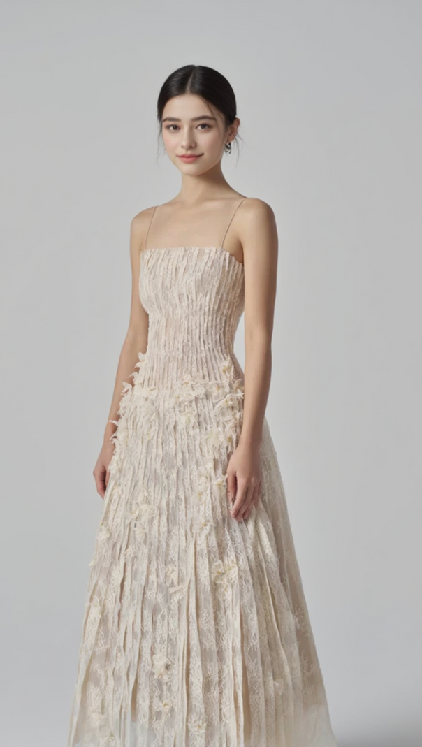 AIIZIE FLORAL LACE STRAP MIDI DRESS - product image