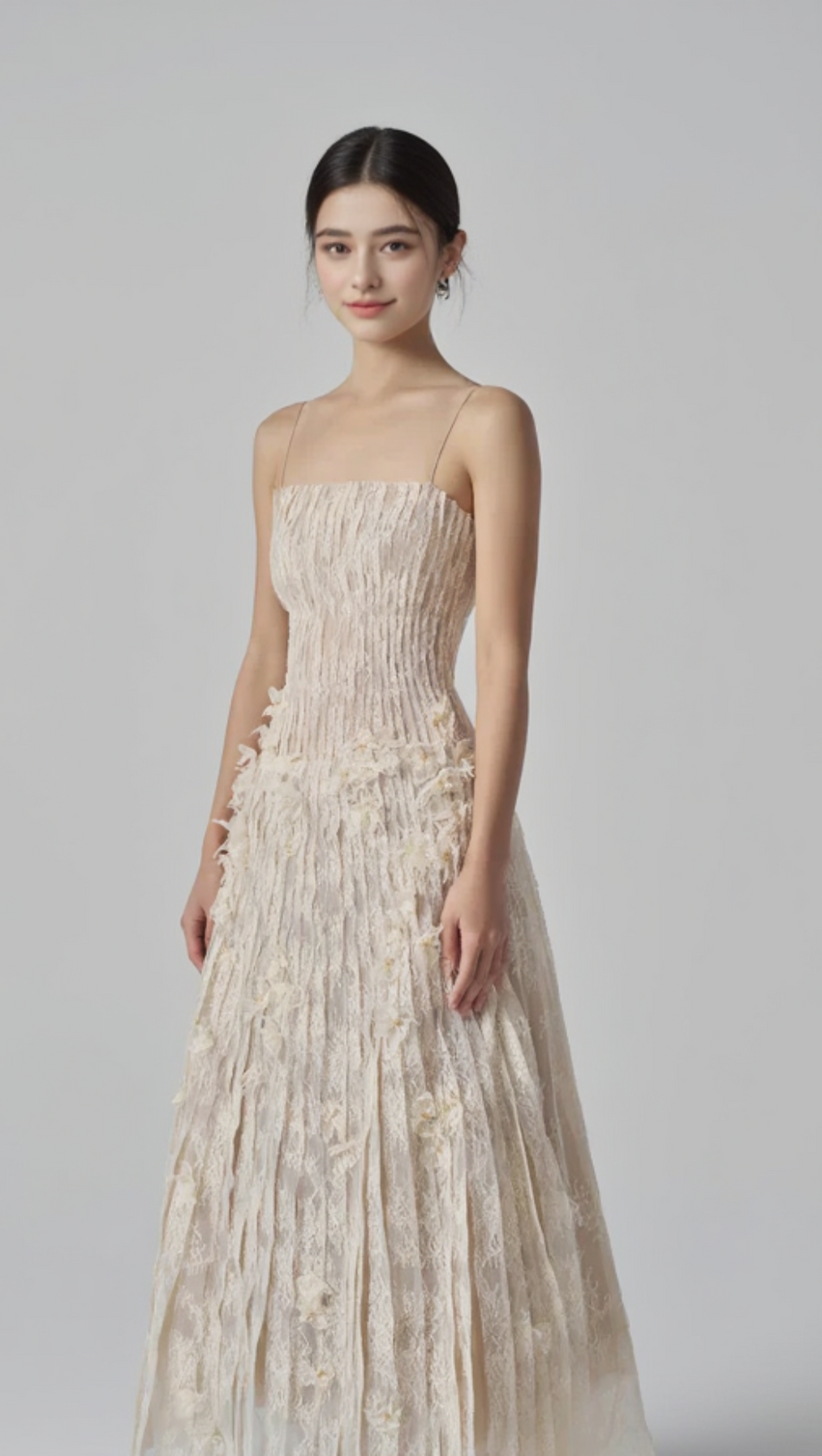 FLORAL LACE STRAP MIDI DRESS