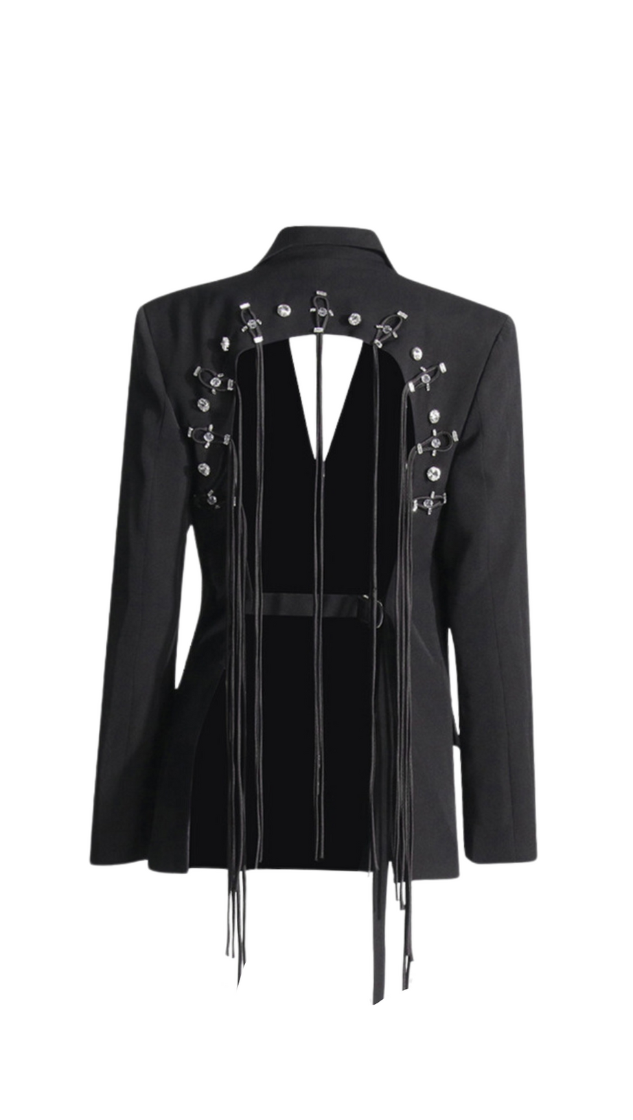 BLAZER VIENNA CON FRANGE CAVA SENZA SCHIENA IN NERO