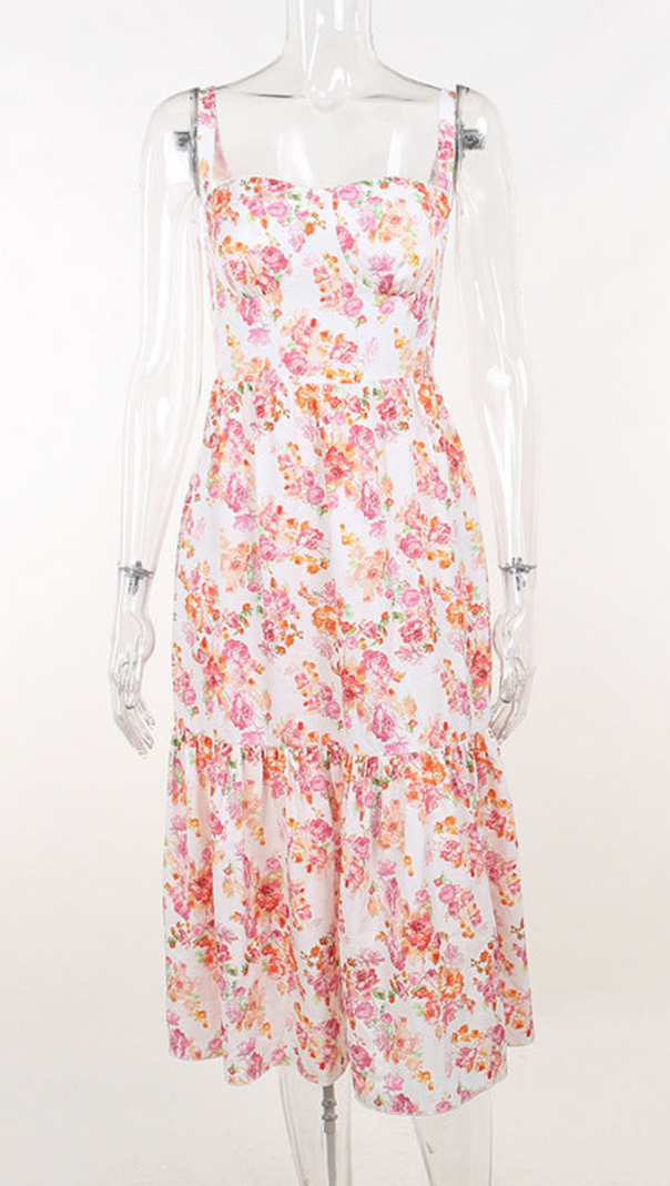AIIZIE FLORAL MIDI DRESS IN IVORY - product image