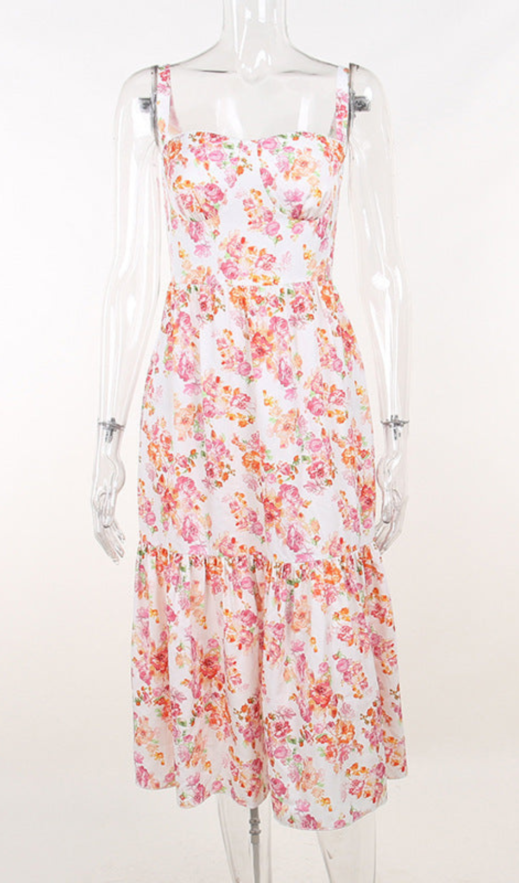 ABITO MIDI FLOREALE IN AVORIO 