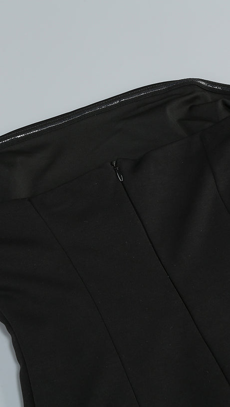 Trägerloses Maxikleid in A-Linie Schwarz Elfenbein