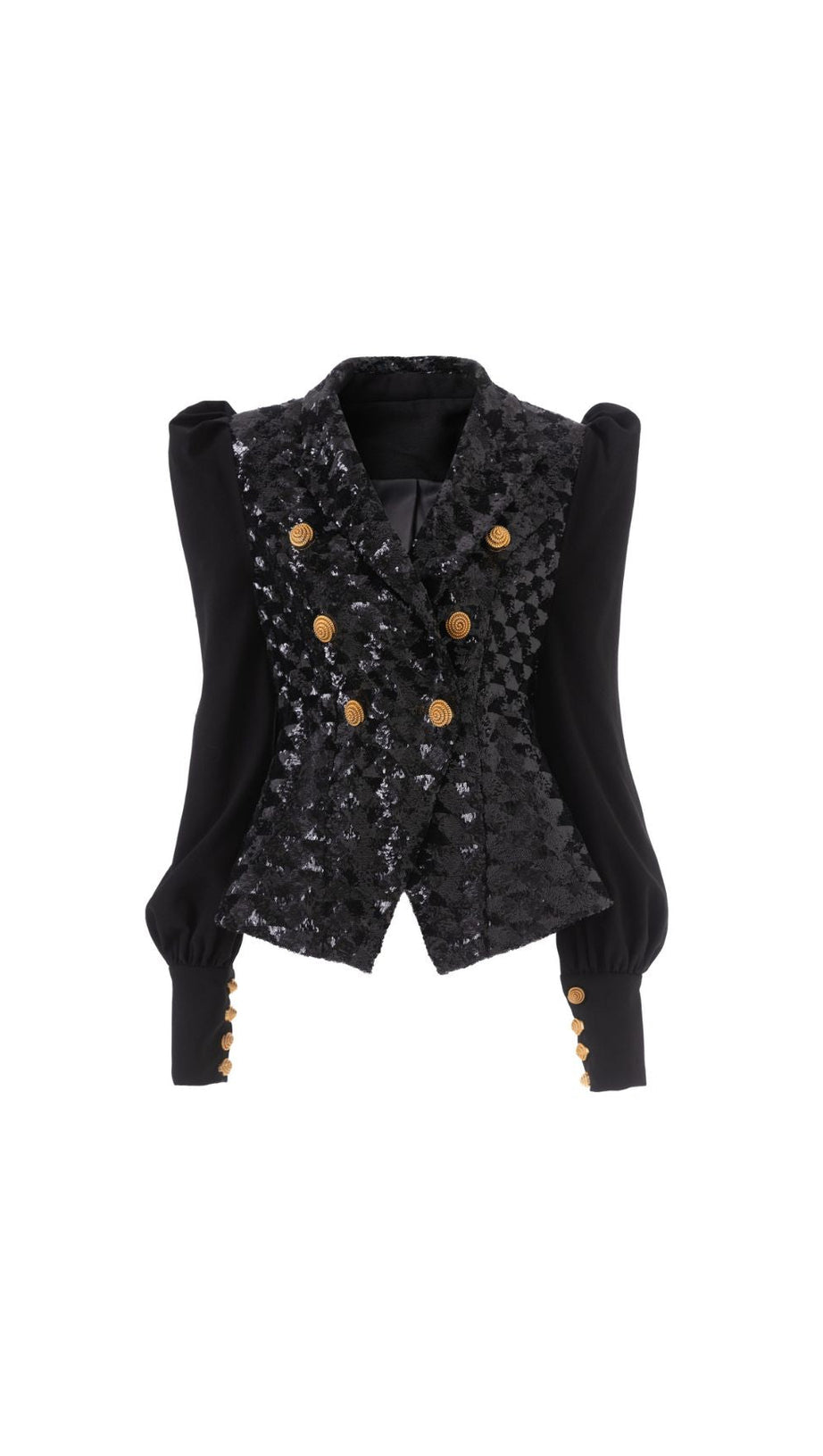 HEIRESS GLAMOROUS BLACK SEQUIN DOUBLE-BREASTED BLAZER JACKET