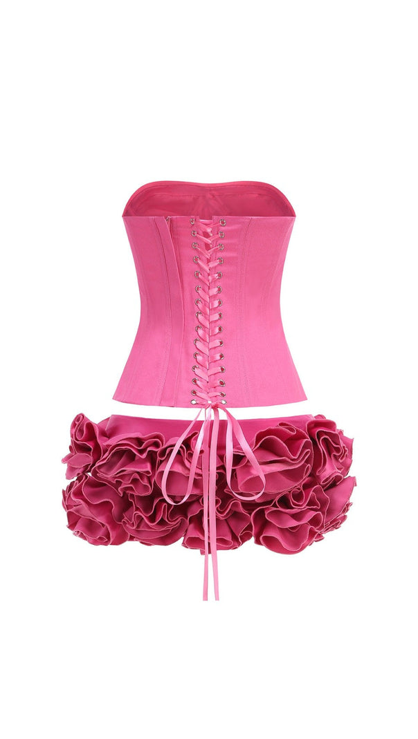 AIIZIE CLEGG PINK CORSET FLOWER TWO-PIECE SET - product image