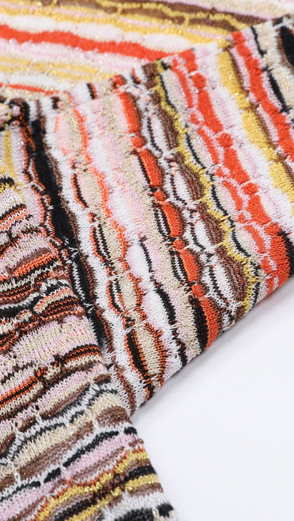 AIIZIE Julia Multi-Stripe Knit Maxi Dress - Effortless Long Sleeve Elegance - product image