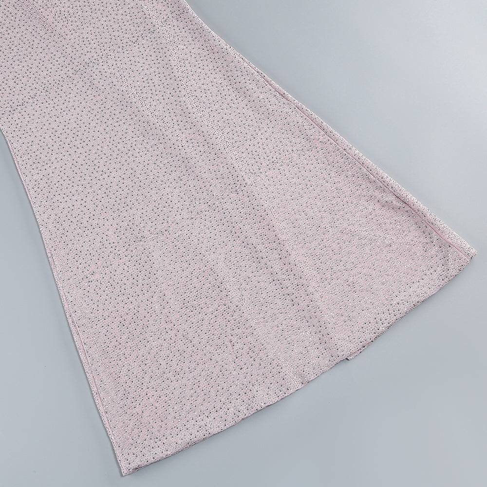 AIIZIE HALTER BACKLESS CRYSTAL EMBELLISHED MAXI DRESS IN PINK - product image