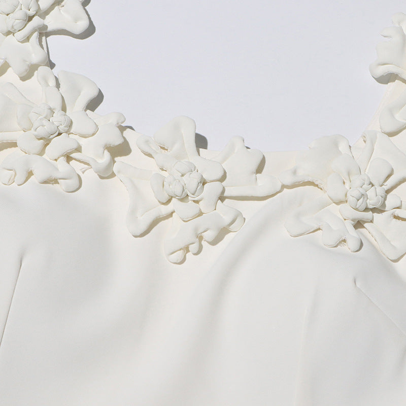 Janan White Floral Midi Dress - Elegant, Romantic & Perfect for Special Occasions