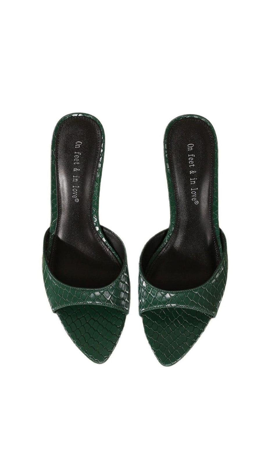 HOOPER EMERALD GREEN SNAKESKIN POINTED-TOE MULES - ON FEET & IN LOVE®