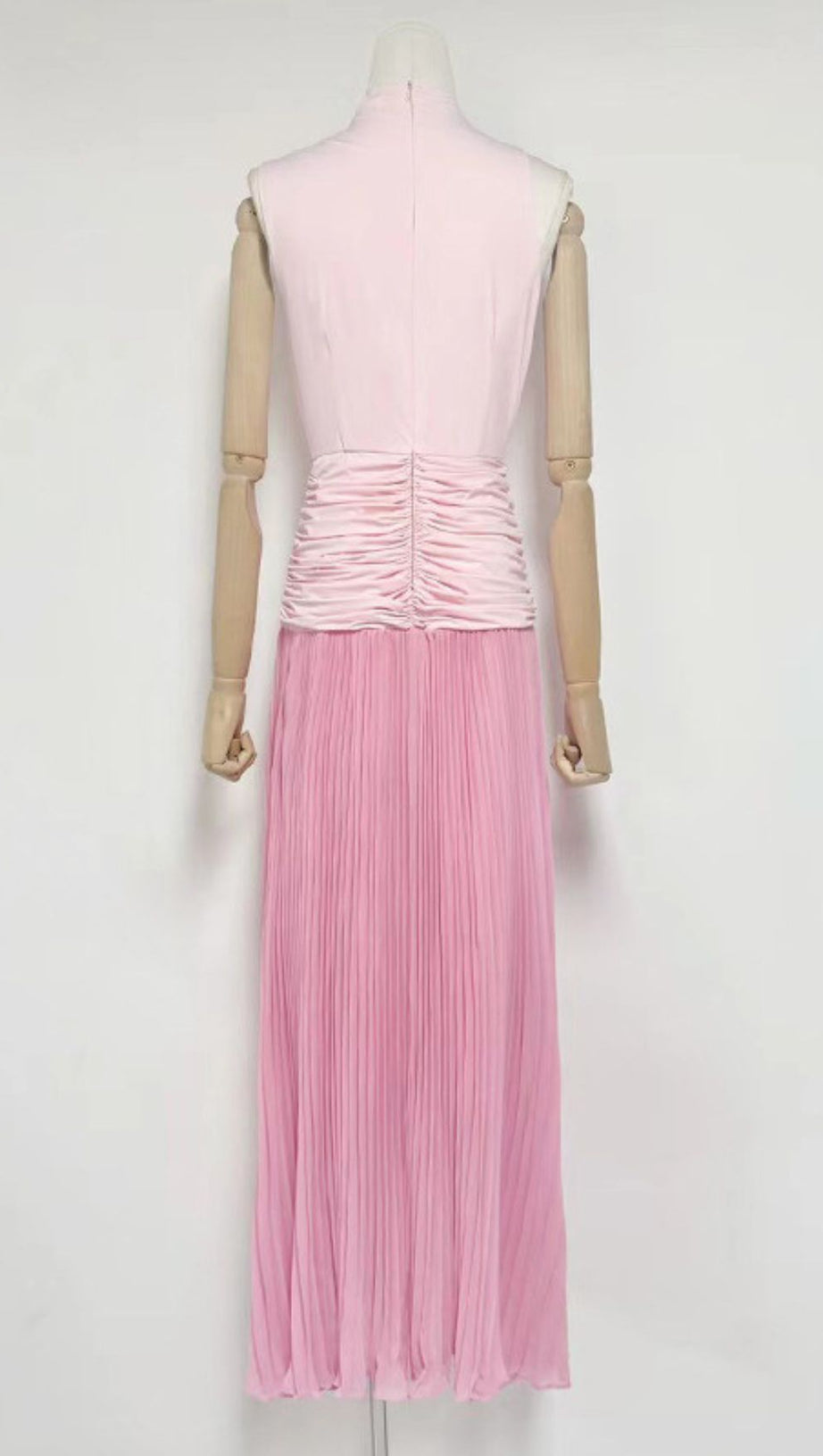 Juliana Draped & Pleated Maxi Dress - Elegant Rose Pink Sleeveless Gown