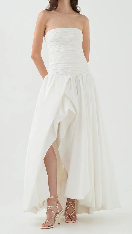 NANCY BUBBLE HEM MAXI DRESS IN IVORY