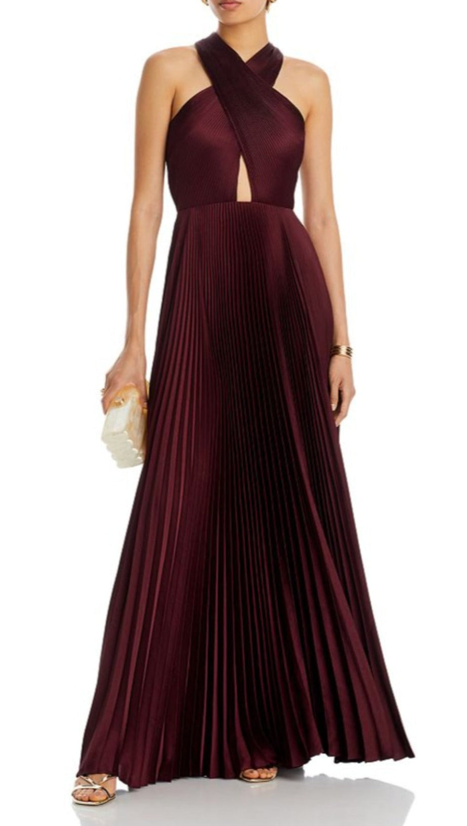 ATHENA PLEATED CUTOUT GOWN