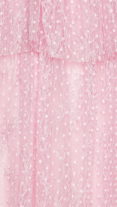 LACE CUTOUT STRAPLESS MIDI DRESS IN LILAC