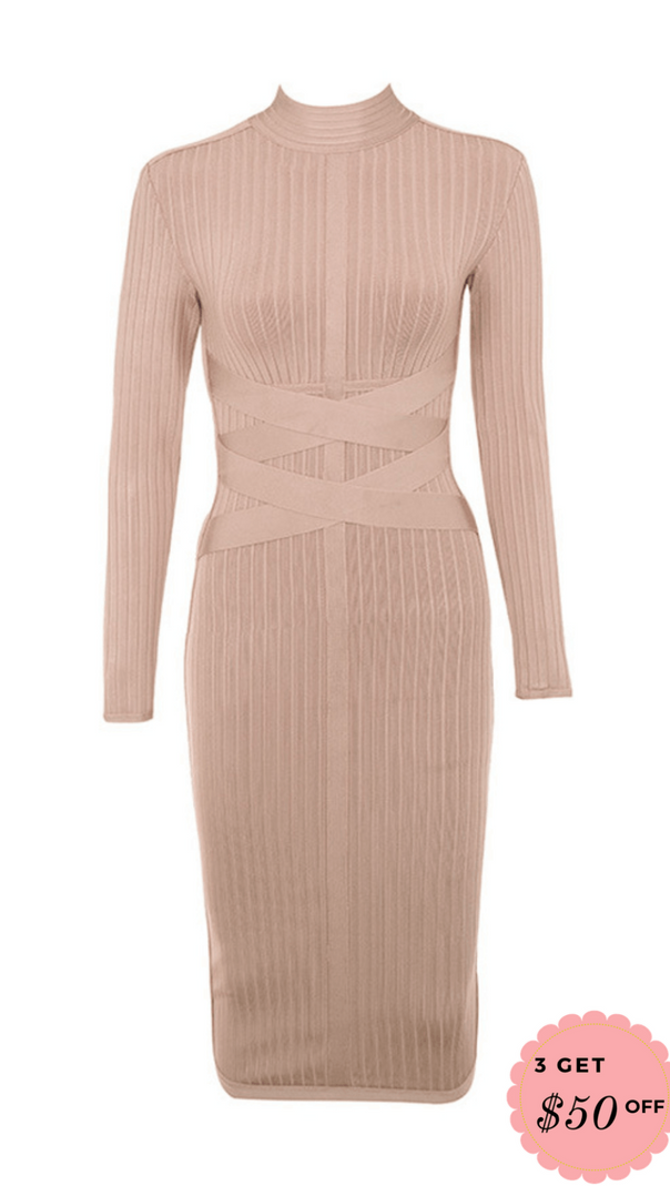 AIIZIE APRICOT BANDAGE BASE DRESS - product image