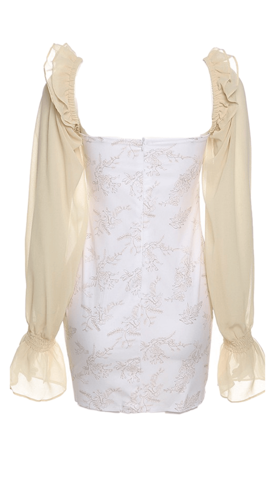 APRICOT FLARED SLEEVE PRINT MINI DRESS