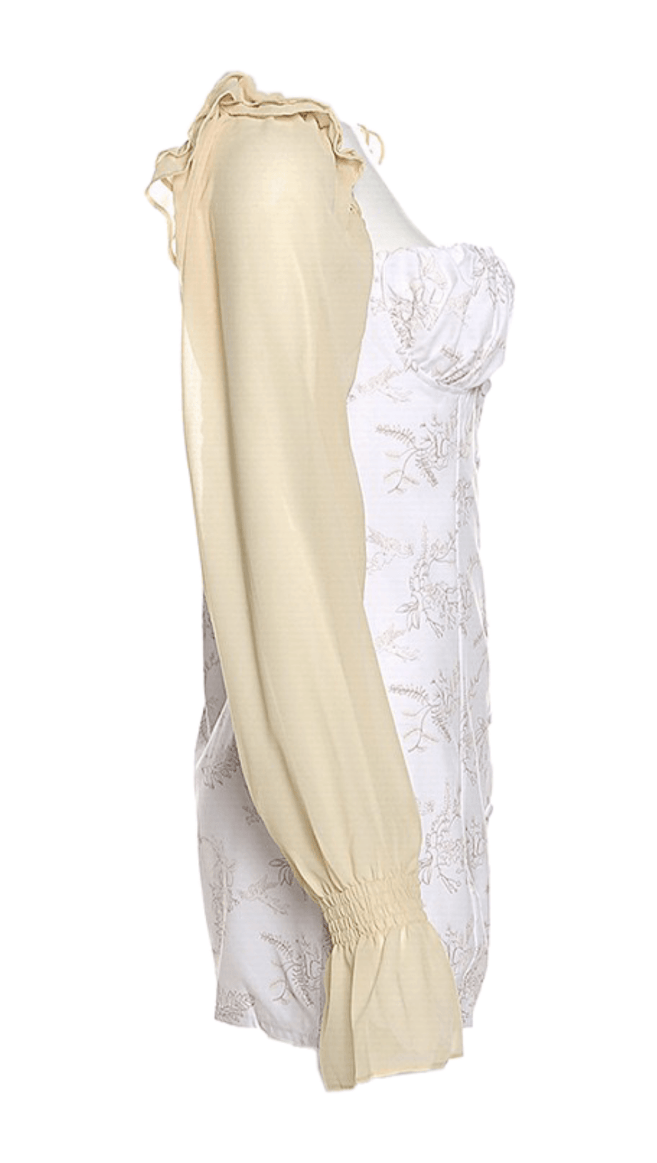 APRICOT FLARED SLEEVE PRINT MINI DRESS