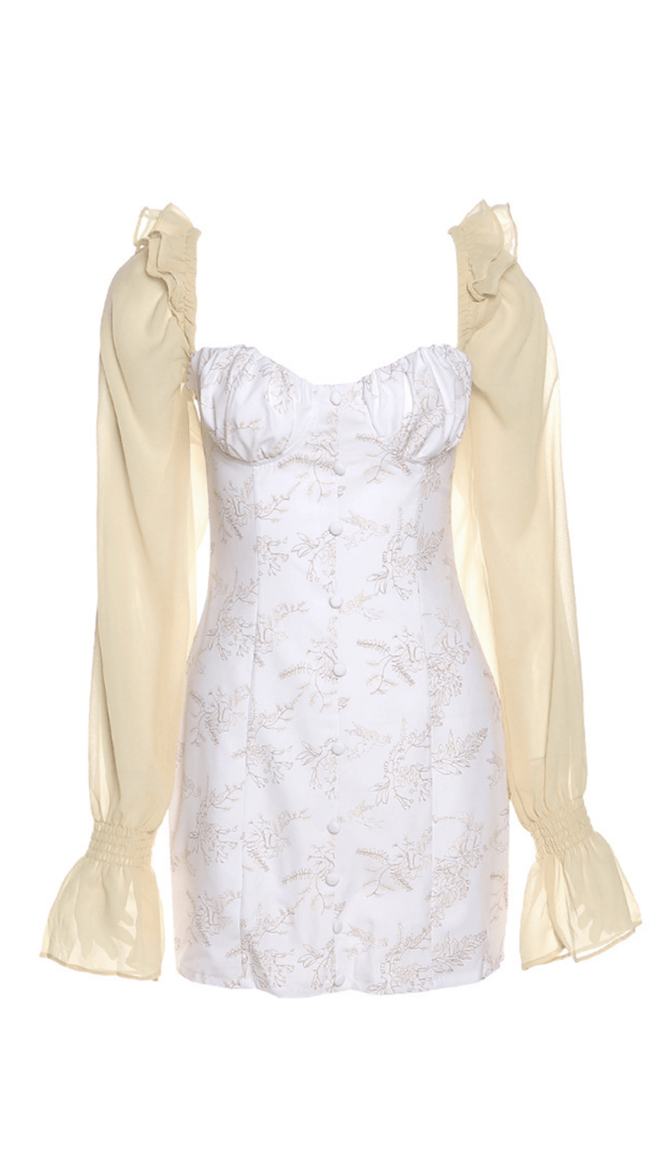APRICOT FLARED SLEEVE PRINT MINI DRESS