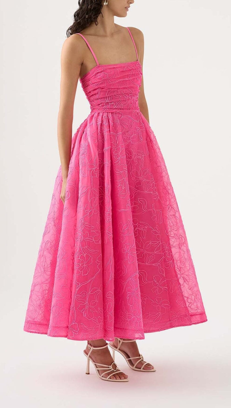 STICKEREI-MAXIKLEID IN PINK