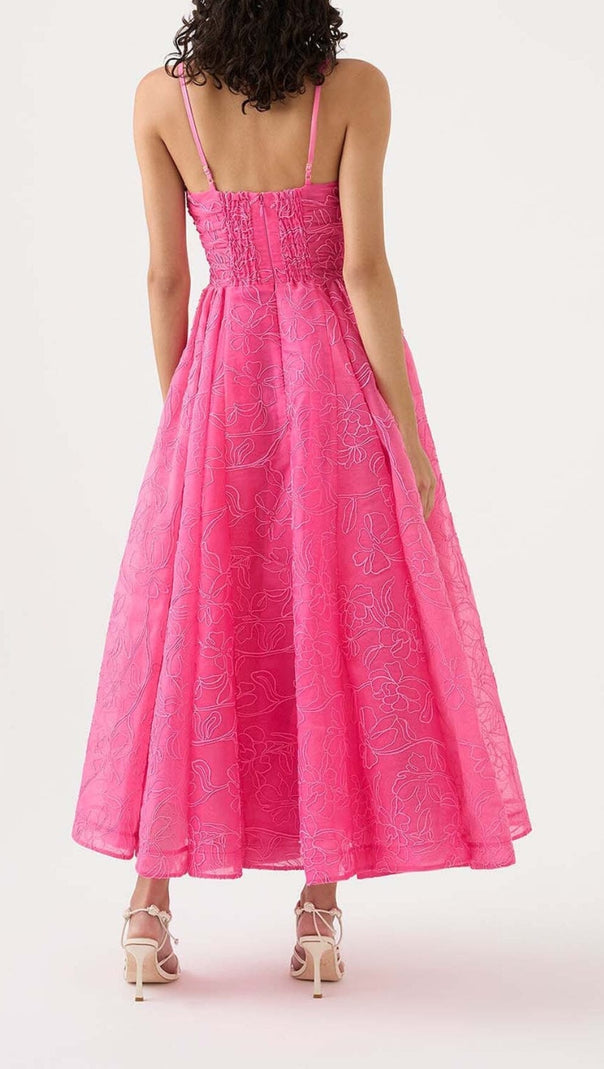 AIIZIE EMBROIDER MAXI DRESS IN HOT PINK - product image