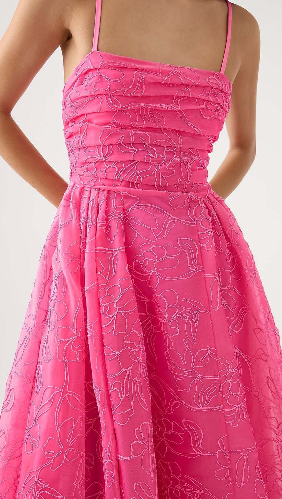 STICKEREI-MAXIKLEID IN PINK