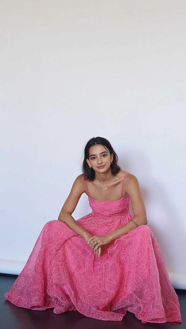 AIIZIE EMBROIDER MAXI DRESS IN HOT PINK - product image
