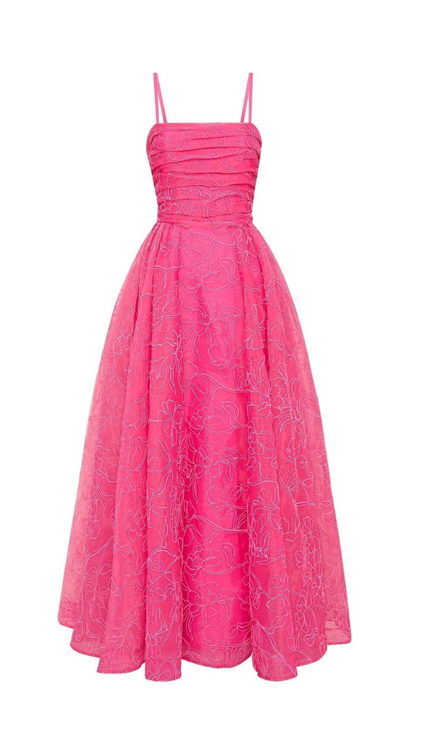AIIZIE EMBROIDER MAXI DRESS IN HOT PINK - product image