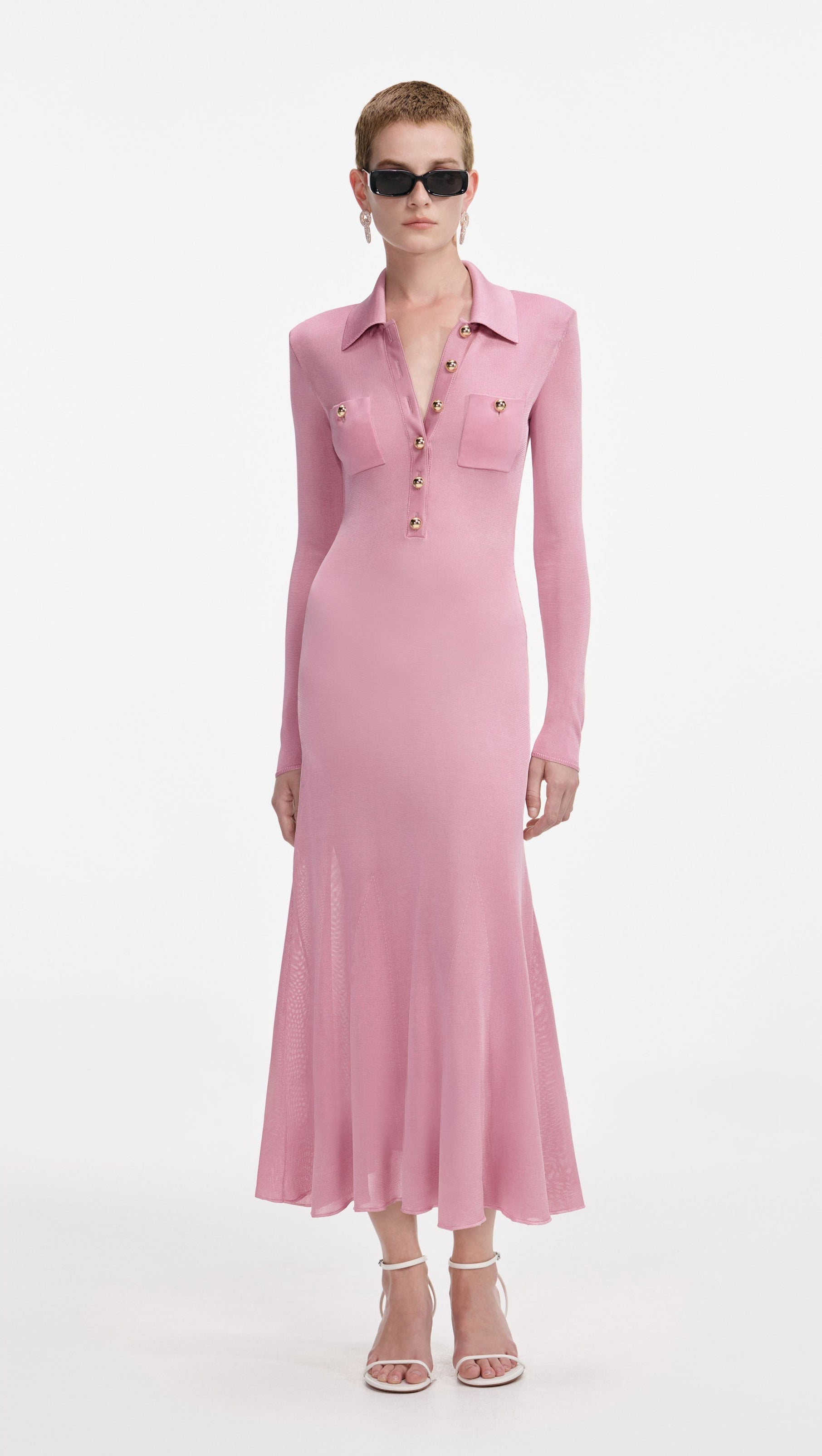 AIIZIE DOMINIC PINK VISCOSE KNIT MIDI DRESS - product image