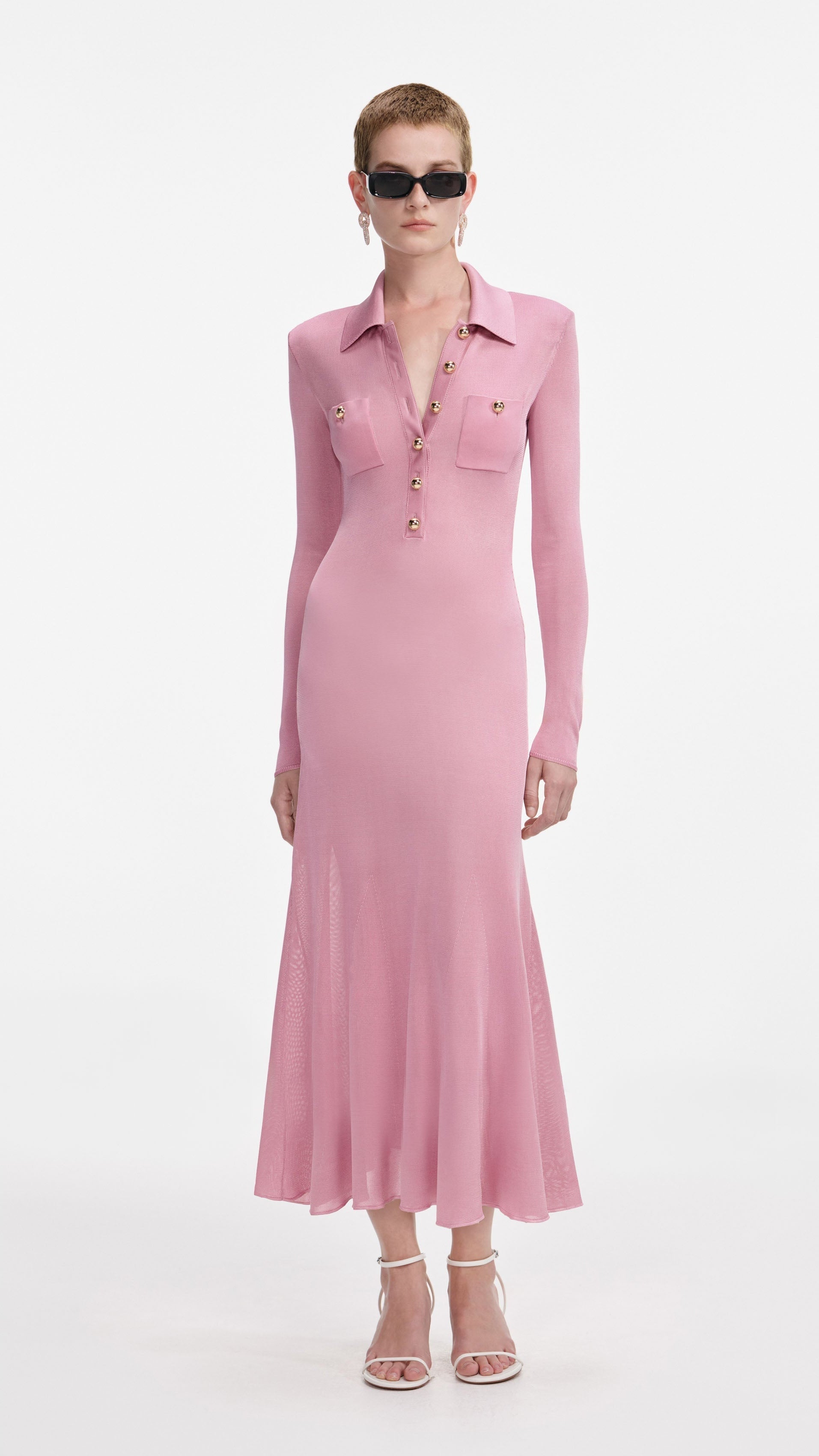 DOMINIC PINK VISCOSE KNIT MIDI DRESS