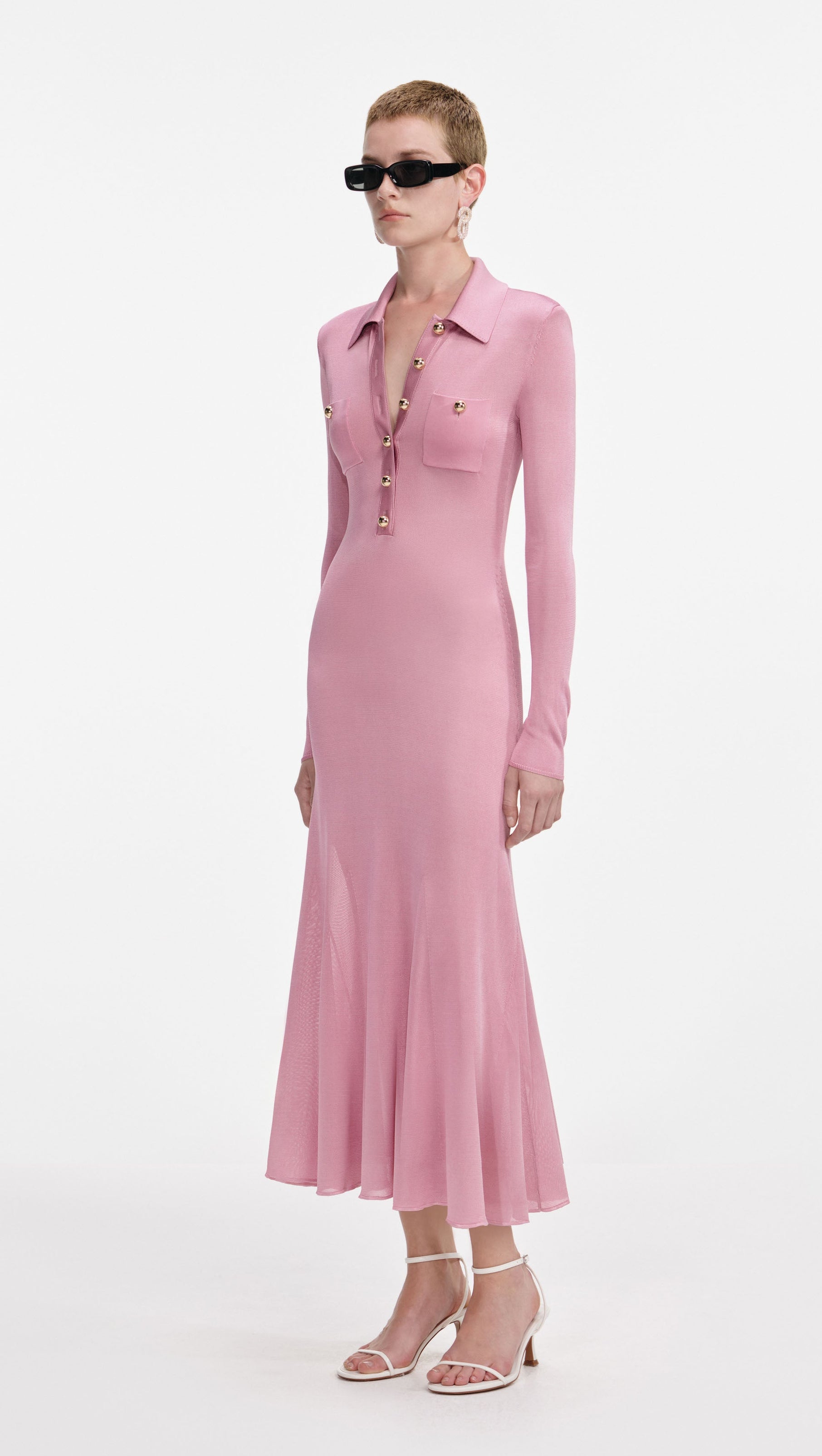 AIIZIE DOMINIC PINK VISCOSE KNIT MIDI DRESS - product image