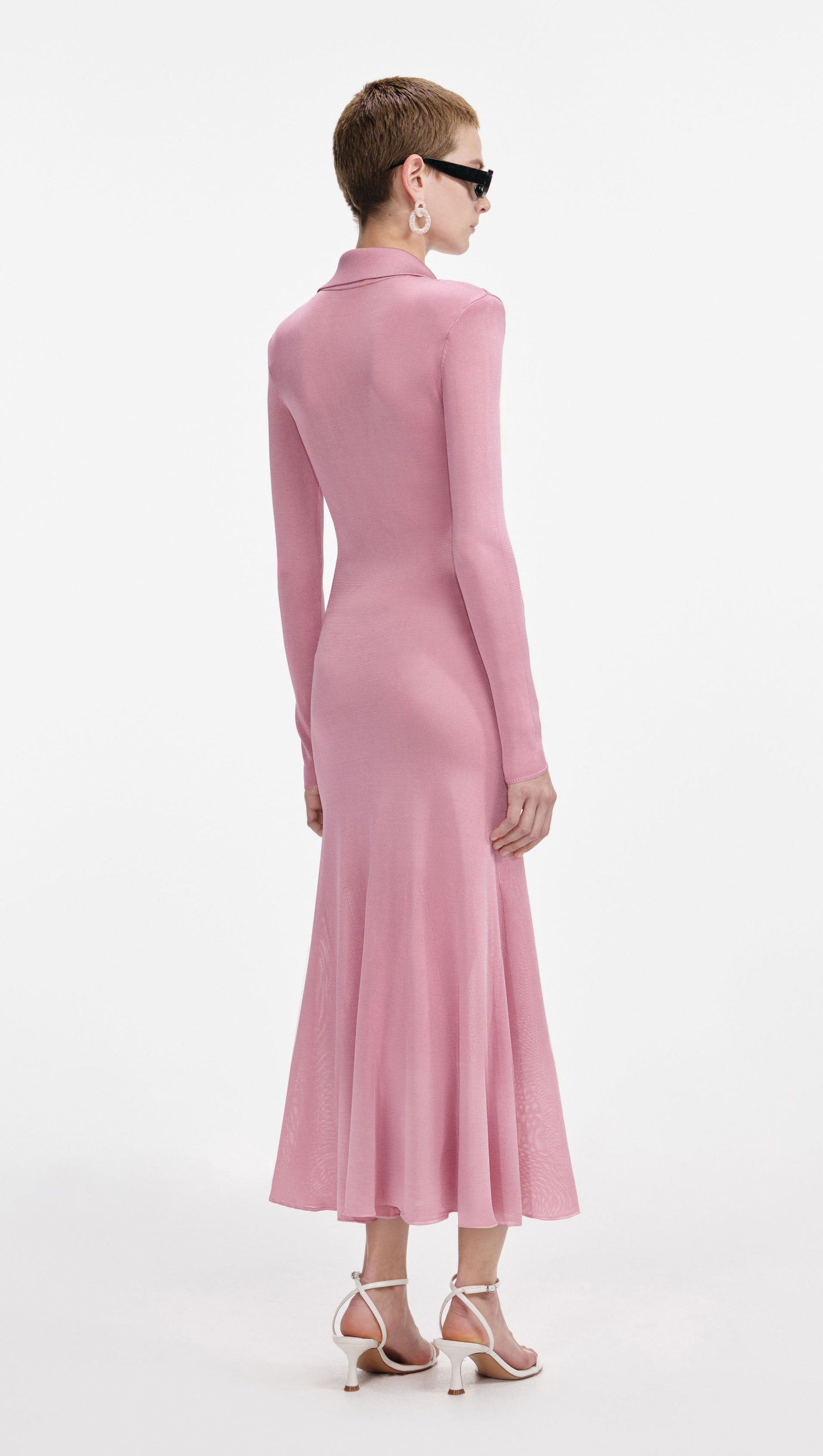AIIZIE DOMINIC PINK VISCOSE KNIT MIDI DRESS - product image