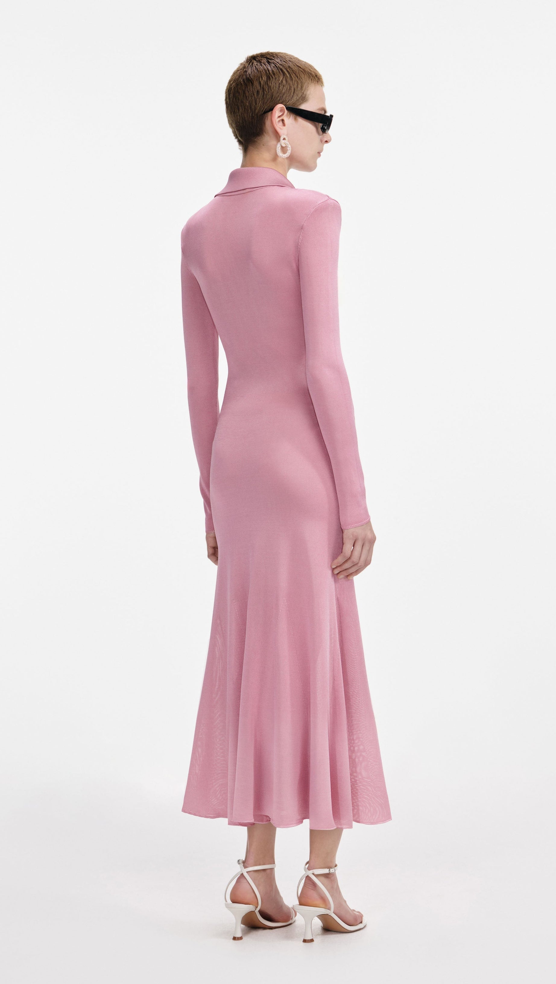 DOMINIC PINK VISCOSE KNIT MIDI DRESS