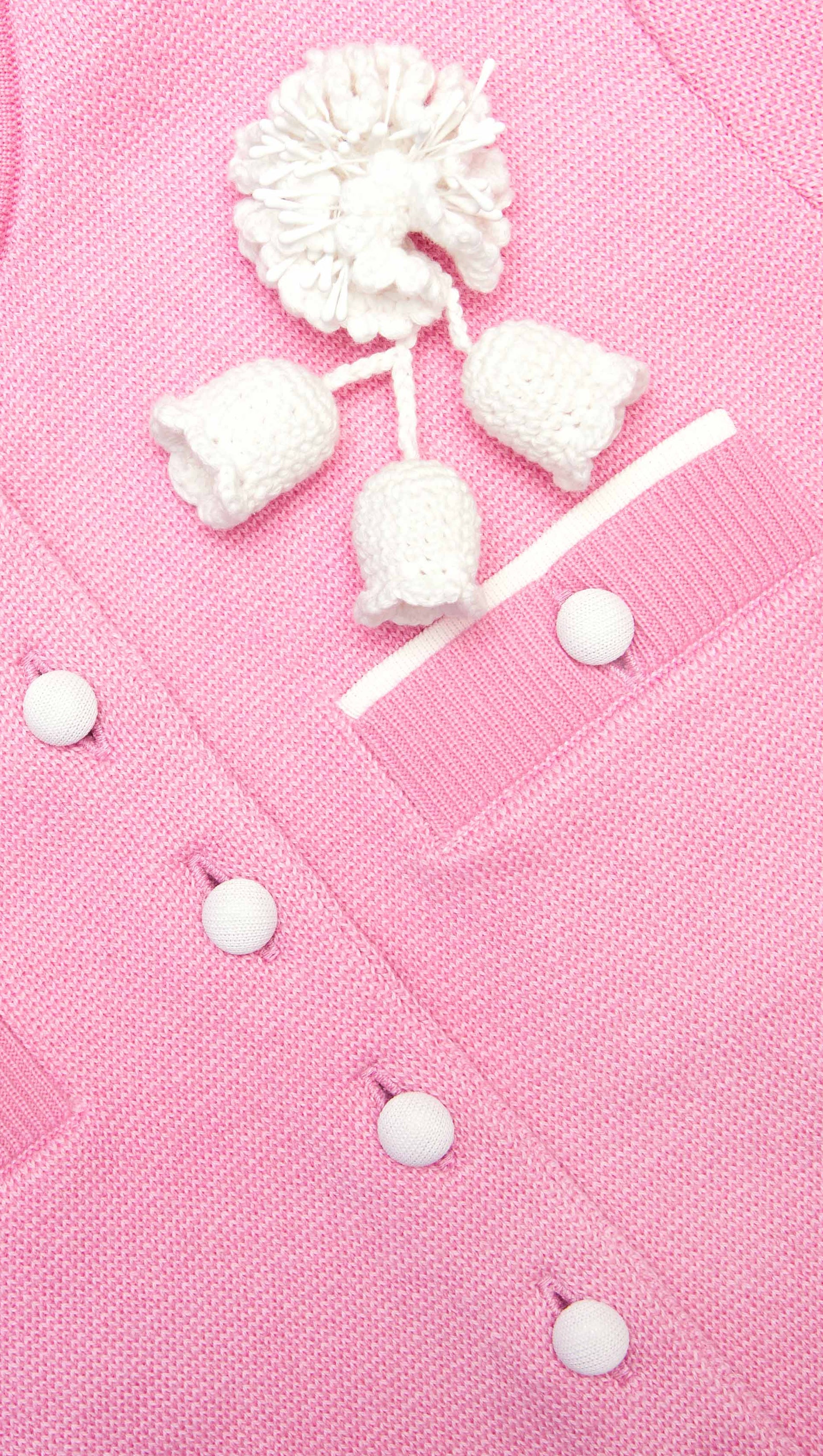 YVETTE PINK CROCHET FLOWER KNIT MIDI DRESS