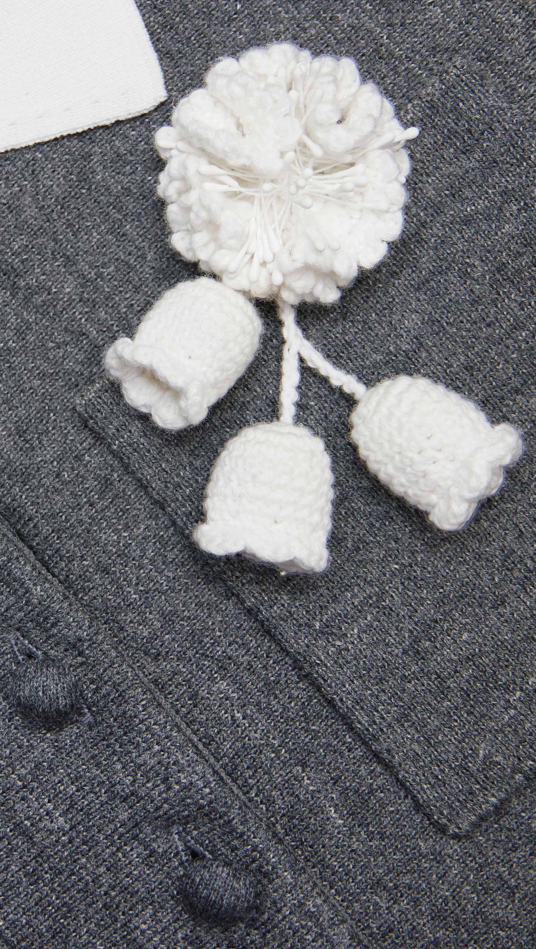 AIIZIE WINNI GREY CROCHET FLOWER COLLARED KNIT MINI DRESS - product image